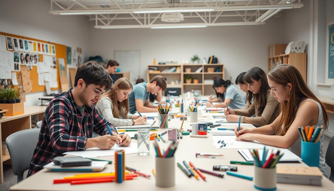 Student preparing for exams with study materials