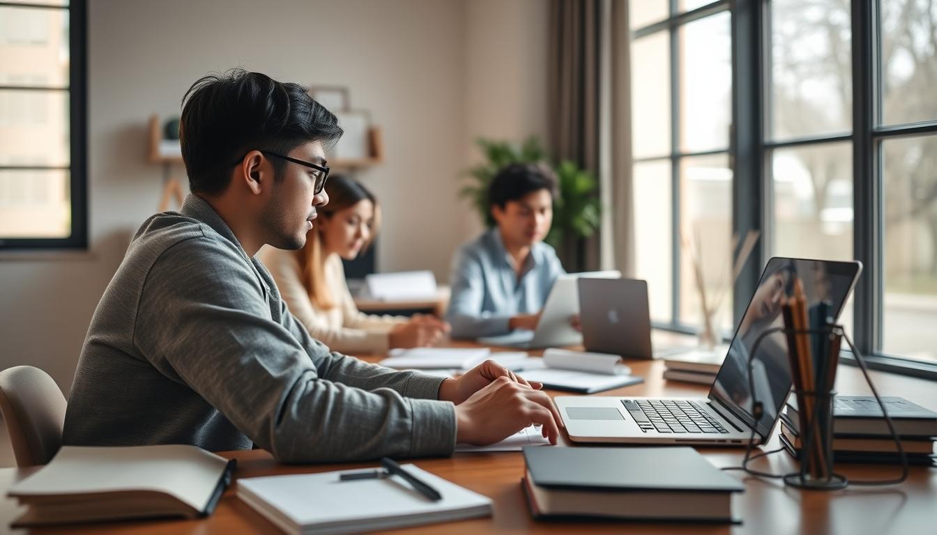 Student using online courses for flexible education
